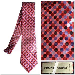 Pronto Uomo Mens Silk Tie Polka Dot One Size Adjustable Necktie New